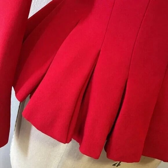 Moschino Red Peplum Black Velvet Trim Ace Spade Jacket 8 ALICE WONDERLAND BLAZER - Picture 10 of 15